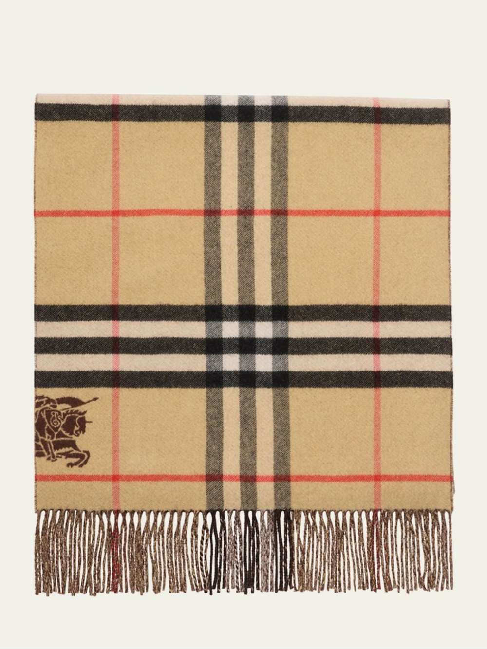 Burberry 100% Cashmere Reversible Cashmere EKD Check Scarf Wrap